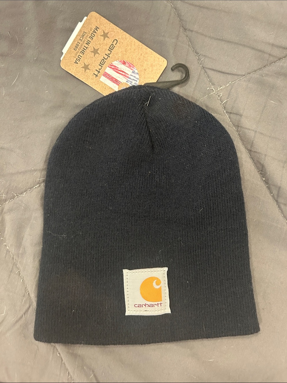 Carhartt Black Beanie with Gold Logo Patch